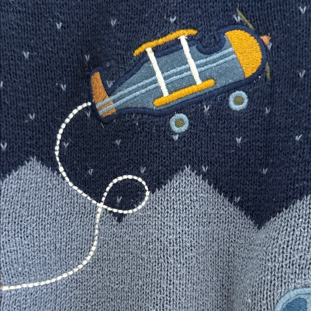 Kids Airplane Sweater - Navy and Mustard, Jarvis Archer 4T
